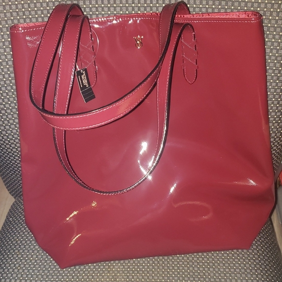 Victoria's Secret Handbags - Victoria's Secret Glossy Red Tote